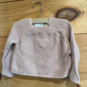 Zara Mini Valentine’s Heart Light Pink Knit Embossed Sweater Infants 6-9 Months
